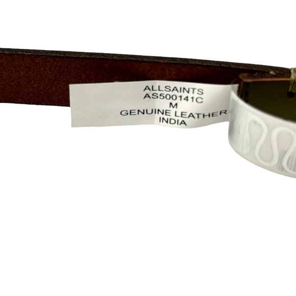 AllSaints 18mm Pindot Stud Leather Belt Size Medium - Picture 8 of 11